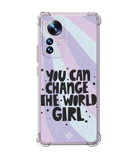 Funda Antigolpe [ Xiaomi 12T - 12T Pro ] Dibujo Frases Guays [ You Can Change The World Girl ] Esquina Reforzada Silicona 1.5mm
