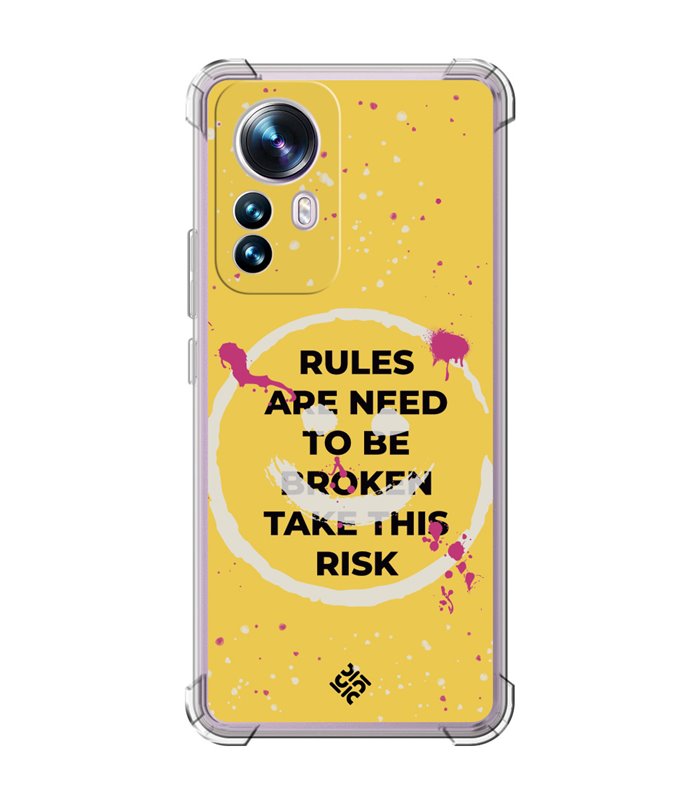 Funda Antigolpe [ Xiaomi 12T - 12T Pro ] Dibujo Frases Guays [ Smile - Rules Are Need  To Be Broken Take This Risk ] Esquina