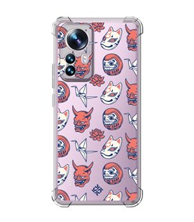 Funda Antigolpe [ Xiaomi 12T - 12T Pro ] Dibujo Japones [ Daruma, Máscara Kitsune y Hannya Japon ] Esquina Reforzada 1.5mm