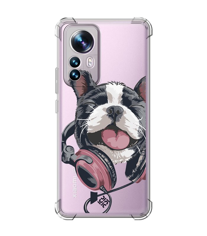 Funda Antigolpe [ Xiaomi 12T - 12T Pro ] Diseño Música [ Perro Feliz Escuchando Música ] Esquina Reforzada Silicona