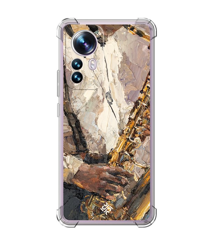 Funda Antigolpe [ Xiaomi 12T - 12T Pro ] Diseño Música [ Pintura - Tocando el Saxofón ] Esquina Reforzada Silicona Transparente