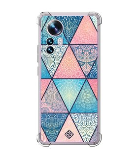 Funda Antigolpe [ Xiaomi 12T - 12T Pro ] Dibujo Auténtico [ Mosaico Triangular Mandala ] Esquina Reforzada Silicona 1.5mm