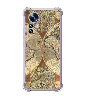 Funda Antigolpe [ Xiaomi 12T - 12T Pro ] Dibujo Auténtico [ Antiguo Mapa Mundi ] Esquina Reforzada Silicona 1.5mm Transparente