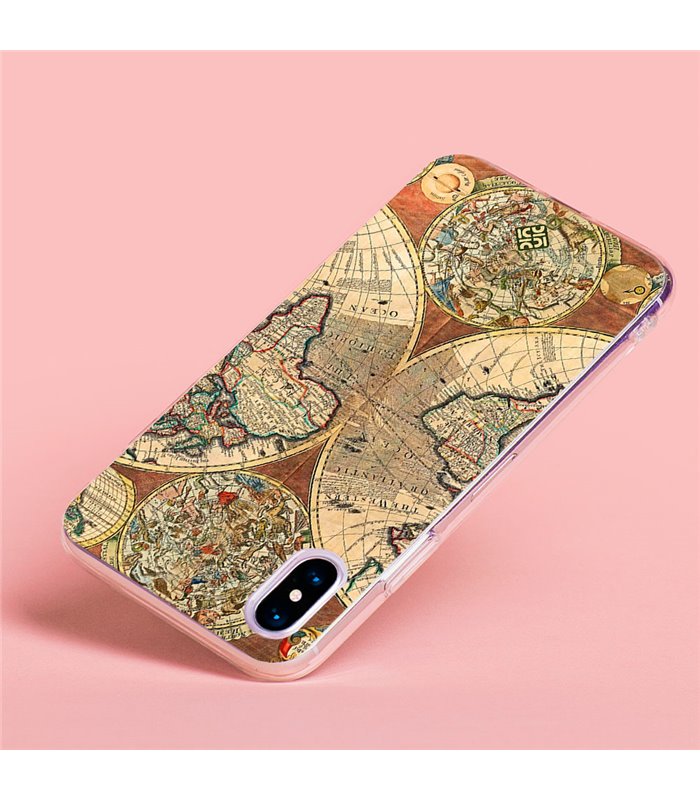 Funda Antigolpe [ Xiaomi 12T - 12T Pro ] Dibujo Auténtico [ Antiguo Mapa Mundi ] Esquina Reforzada Silicona 1.5mm Transparente