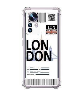 Funda Antigolpe [ Xiaomi 12T - 12T Pro ] Billete de Avión [ London ] Esquina Reforzada Silicona 1.5mm Transparente