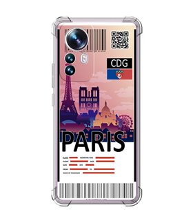 Funda Antigolpe [ Xiaomi 12T - 12T Pro ] Billete de Avión [ París ] Esquina Reforzada Silicona 1.5mm Transparente