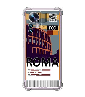 Funda Antigolpe [ Xiaomi 12T - 12T Pro ] Billete de Avión [ Roma ] Esquina Reforzada Silicona 1.5mm Transparente