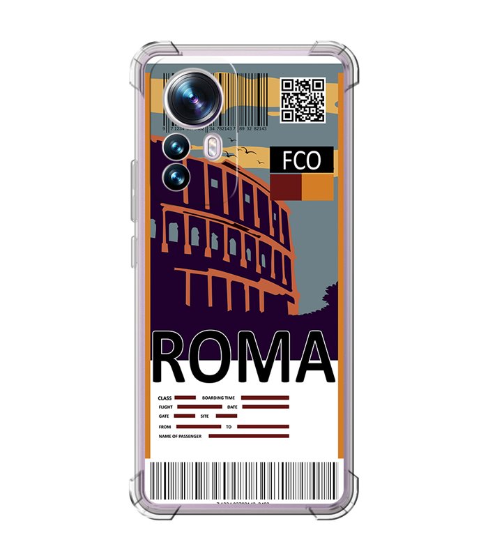 Funda Antigolpe [ Xiaomi 12T - 12T Pro ] Billete de Avión [ Roma ] Esquina Reforzada Silicona 1.5mm Transparente