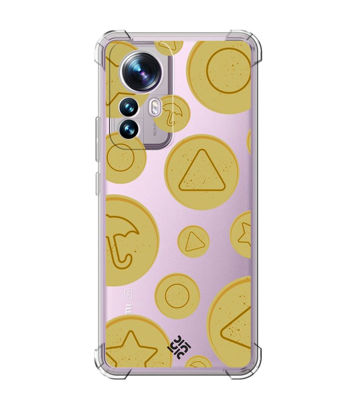 Funda Antigolpe [ Xiaomi 12T - 12T Pro ] Squid Game [Galletas Dalgona Candy] Esquina Reforzada Silicona 1.5mm Transparente