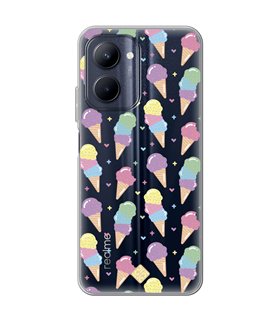 Funda para [ Realme C33 ] Dibujo Auténtico [ Cucurucho de Helados ] de Silicona Flexible para Smartphone