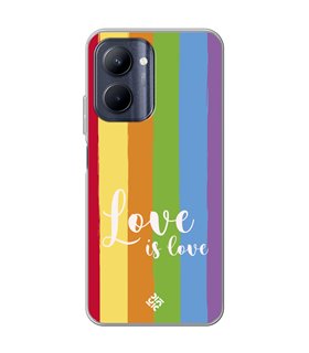 Funda para [ Realme C33 ] Dibujo Auténtico [ Love is Love - Arcoiris ] de Silicona Flexible para Smartphone