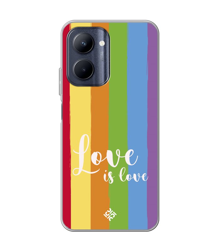 Funda para [ Realme C33 ] Dibujo Auténtico [ Love is Love - Arcoiris ] de Silicona Flexible para Smartphone