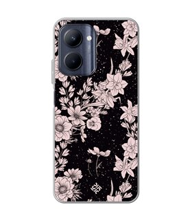 Funda para [ Realme C33 ] Dibujo Botánico [ Flores de amapola daffodil, anémona, violeta en fondo estrellado ] de Silicona