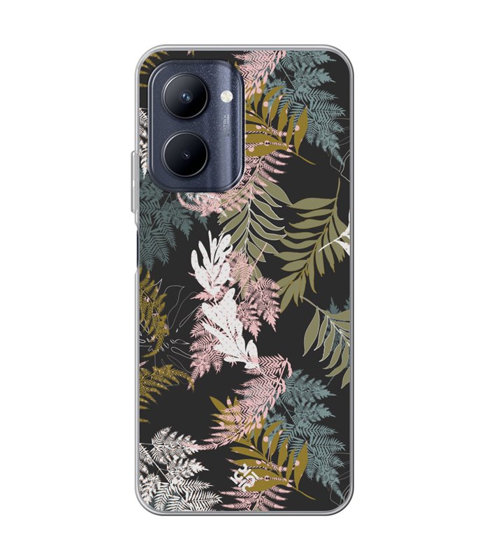 Funda para [ Realme C33 ] Dibujo Botánico [ Diseño de hojas ] de Silicona Flexible para Smartphone