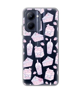 Funda para [ Realme C33 ] Dibujo Cute [ Postres de Fresa En Rosa Pastel ] de Silicona Flexible para Smartphone