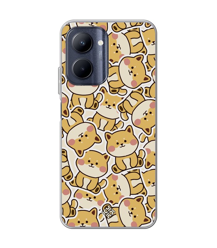 Funda para [ Realme C33 ] Dibujo Cute [ Pegatinas Perrito Shiba ] de Silicona Flexible para Smartphone