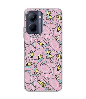 Funda para [ Realme C33 ] Dibujo Cute [ Pegatinas Flamenco ] de Silicona Flexible para Smartphone