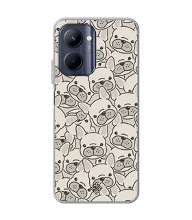 Funda para [ Realme C33 ] Dibujo Cute [ Pegatinas Perrito Bulldog Frances ] de Silicona Flexible para Smartphone