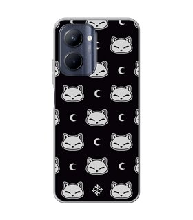 Funda para [ Realme C33 ] Dibujo Cute [ Gato Negro Lunar ] de Silicona Flexible para Smartphone