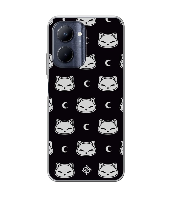 Funda para [ Realme C33 ] Dibujo Cute [ Gato Negro Lunar ] de Silicona Flexible para Smartphone