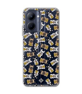 Funda para [ Realme C33 ] Dibujo Cute [ Perro Bulldog de la Suerte ] de Silicona Flexible para Smartphone