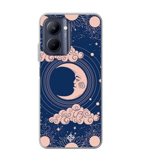 Funda para [ Realme C33 ] Dibujo Esotérico [ Luna Creciente - Dibujo Místico Astrologico ] Silicona Flexible Smartphone