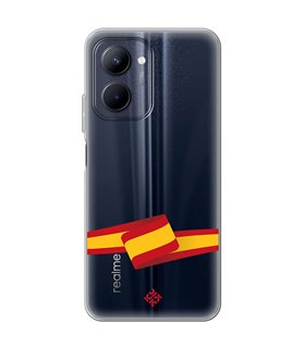 Funda para [ Realme C33 ] Dibujo Auténtico [ Bandera España ] de Silicona Flexible para Smartphone