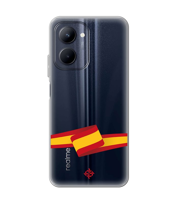 Funda para [ Realme C33 ] Dibujo Auténtico [ Bandera España ] de Silicona Flexible para Smartphone