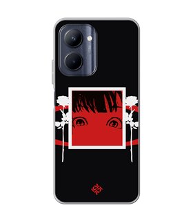 Funda para [ Realme C33 ] Dibujos Frikis [ Mirada Anime, Manga Rojo Intenso ] de Silicona Flexible para Smartphone