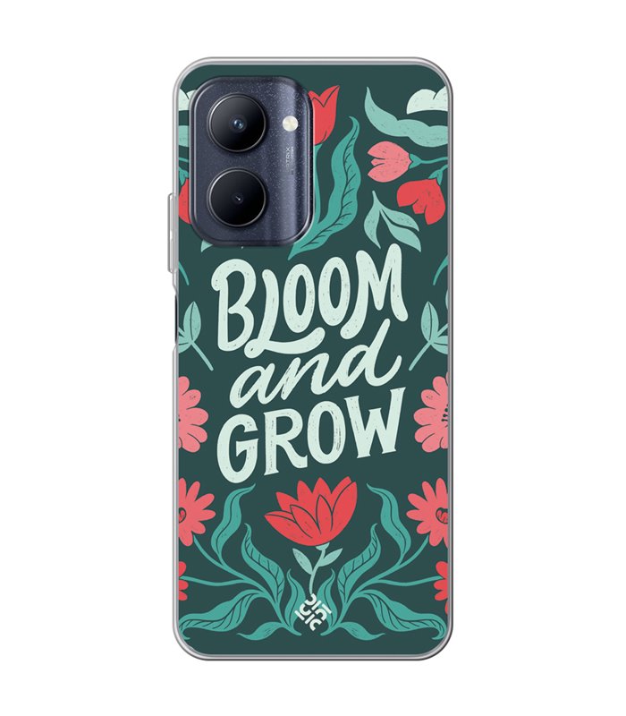 Funda para [ Realme C33 ] Dibujo Frases Guays [ Flores Bloom and Grow ] de Silicona Flexible para Smartphone