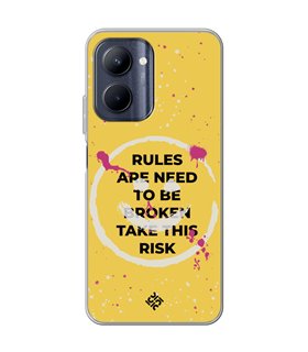 Funda para [ Realme C33 ] Dibujo Frases Guays [ Smile - Rules Are Need  To Be Broken Take This Risk ] de Silicona Flexible