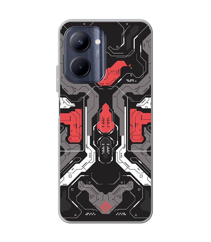 Funda para [ Realme C33 ] Dibujo Gamers [ Cyberpunk Rojo y Grises ] de Silicona Flexible para Smartphone