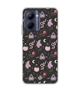 Funda para [ Realme C33 ] Dibujo Gotico [ Diseño Brujería en Tonos Pastel y Fondo Negro ] de Silicona Flexible para Smartphone