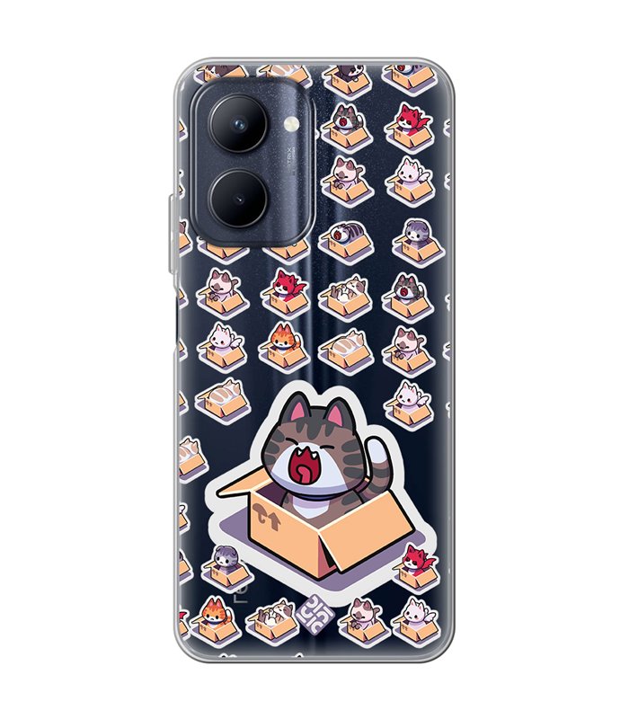 Funda para [ Realme C33 ] Dibujo Mascotas [ Gatos en Cajas ] de Silicona Flexible para Smartphone