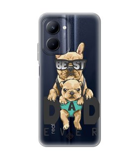 Funda para [ Realme C33 ] Dibujo Mascotas [ Perro Bulldog - Best Dad Ever ] de Silicona Flexible para Smartphone