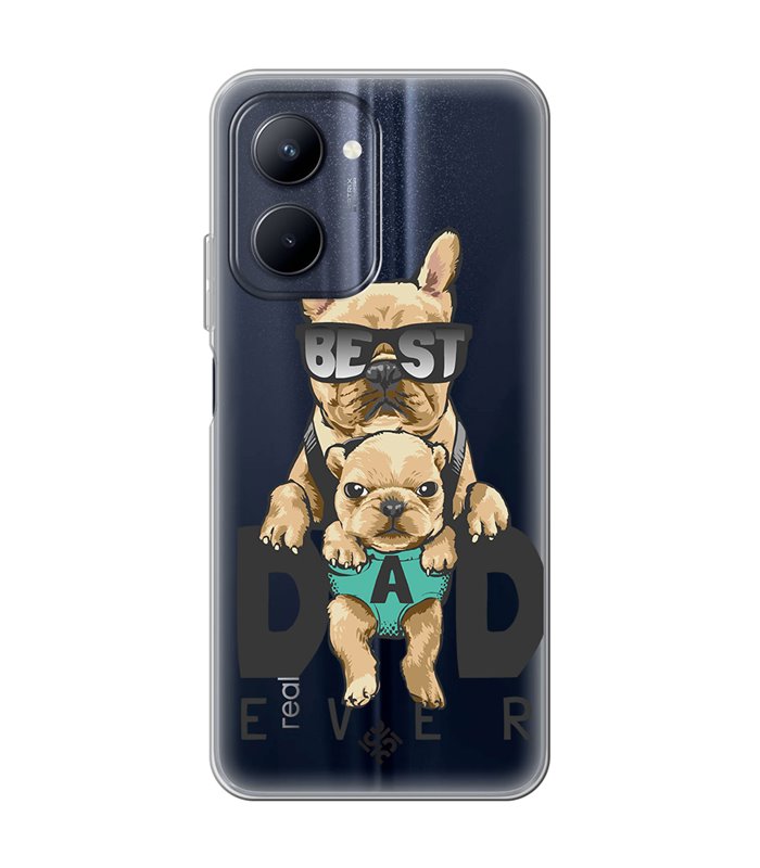 Funda para [ Realme C33 ] Dibujo Mascotas [ Perro Bulldog - Best Dad Ever ] de Silicona Flexible para Smartphone