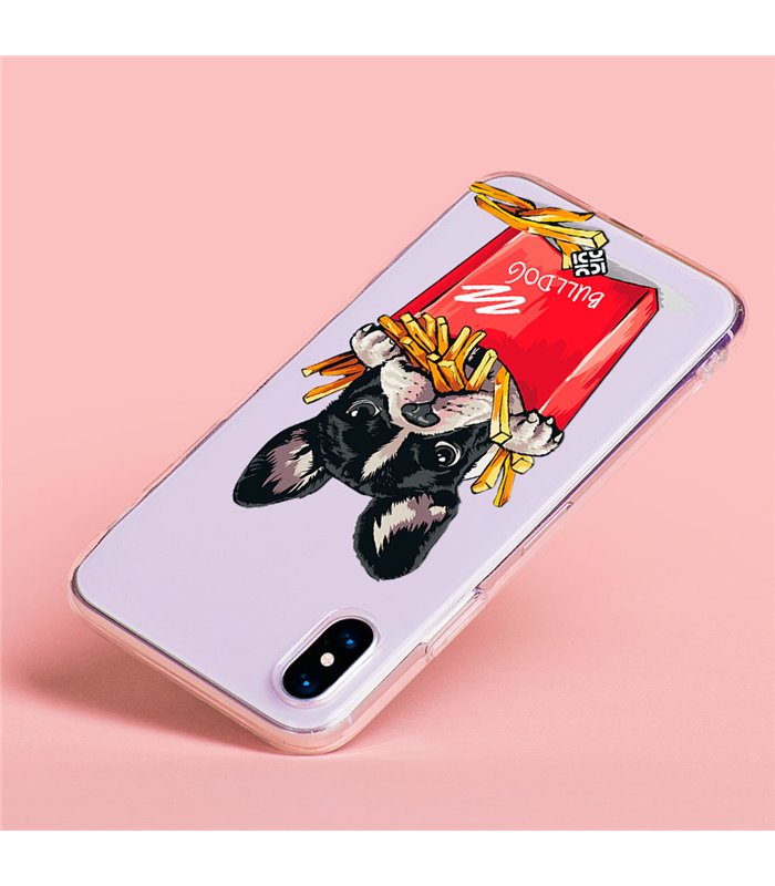 Funda para [ Realme C33 ] Dibujo Mascotas [ Perrito Bulldog con Patatas ] de Silicona Flexible para Smartphone