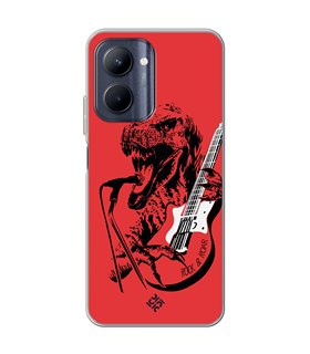 Funda para [ Realme C33 ] Diseño Música [ Rock & Roar - Dinosaurio Tocando la Guitarra ] de Silicona Flexible para Smartphone