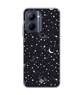 Funda para [ Realme C33 ] Dibujo Tendencias [ Fondo Estrellado con Planetas ] de Silicona Flexible para Smartphone