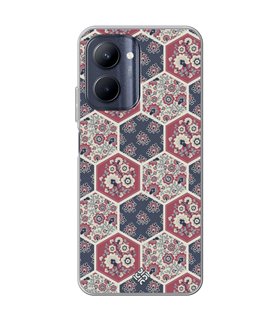 Funda para [ Realme C33 ] Dibujo Tendencias [ Diseño Azulejos Hexágonales con Flores ] de Silicona Flexible para Smartphone