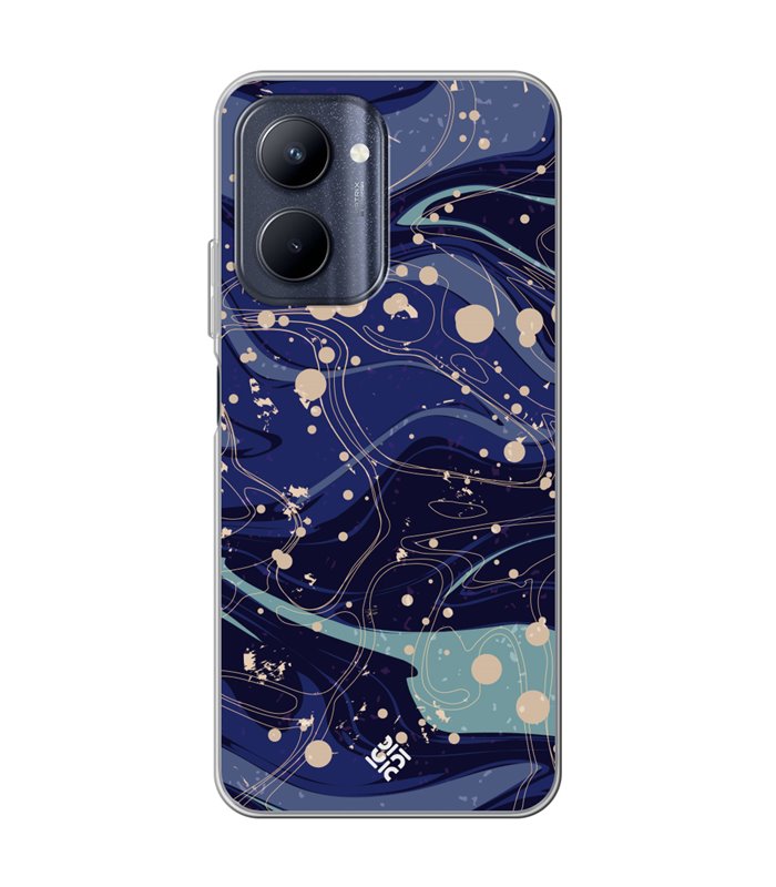 Funda para [ Realme C33 ] Dibujo Tendencias [ Pintura de Arte Abstracto Azul ] de Silicona Flexible para Smartphone