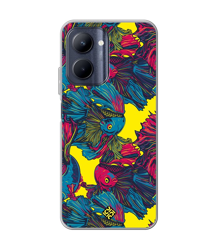 Funda para [ Realme C33 ] Dibujo Auténtico [ Patrón de Pescado Betta ] de Silicona Flexible para Smartphone