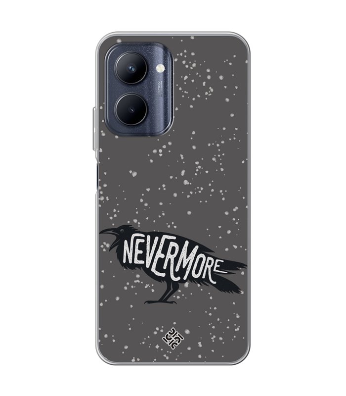 Funda para [ Realme C33 ] Dibujo Auténtico [ Cuervo Never More ] de Silicona Flexible para Smartphone