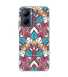 Funda para [ Realme C33 ] Dibujo Auténtico [ Mosaico Floral Mandala ] de Silicona Flexible para Smartphone