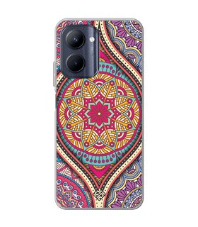 Funda para [ Realme C33 ] Dibujo Auténtico [ Baldosa de Teja Mandala ] de Silicona Flexible para Smartphone