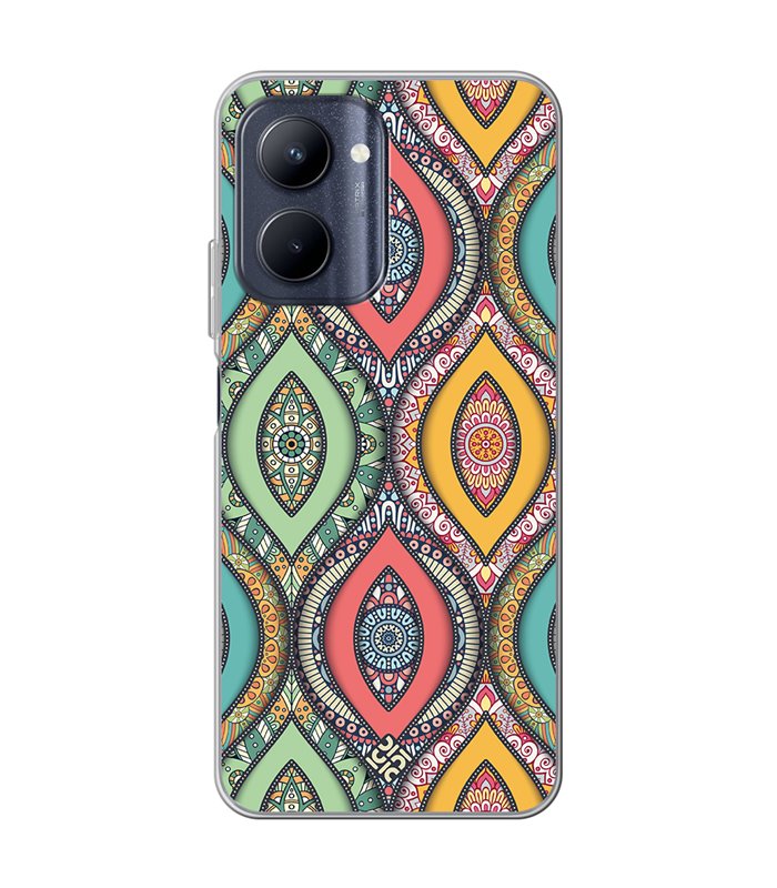 Funda para [ Realme C33 ] Dibujo Auténtico [ Ojo de Hamsa Mandala ] de Silicona Flexible para Smartphone