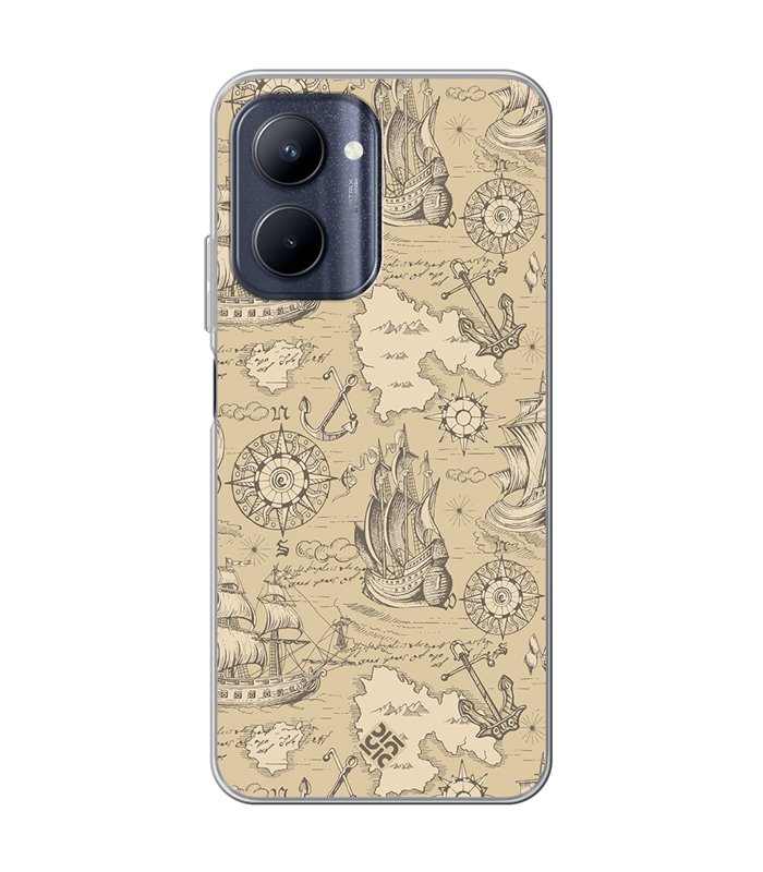 Funda para [ Realme C33 ] Dibujo Auténtico [ Estampado Vintage de Viajes, Aventura ] de Silicona Flexible para Smartphone