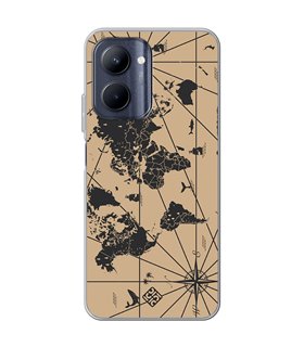 Funda para [ Realme C33 ] Dibujo Auténtico [ Mapa Mundi ] de Silicona Flexible para Smartphone