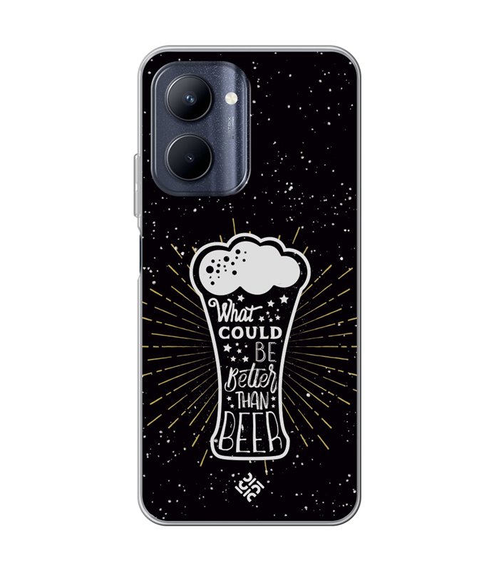 Funda para [ Realme C33 ] Dibujo Auténtico [ What Could  Be Better Than Beer ] de Silicona Flexible para Smartphone