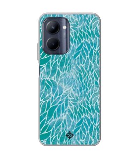 Funda para [ Realme C33 ] Dibujo Auténtico [ Patron Abstracto Azul ] de Silicona Flexible para Smartphone